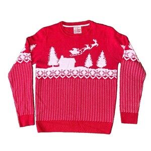 Vintage Threadbare Denim Corps Men's Red Ugly Christmas Sweater Size Medium